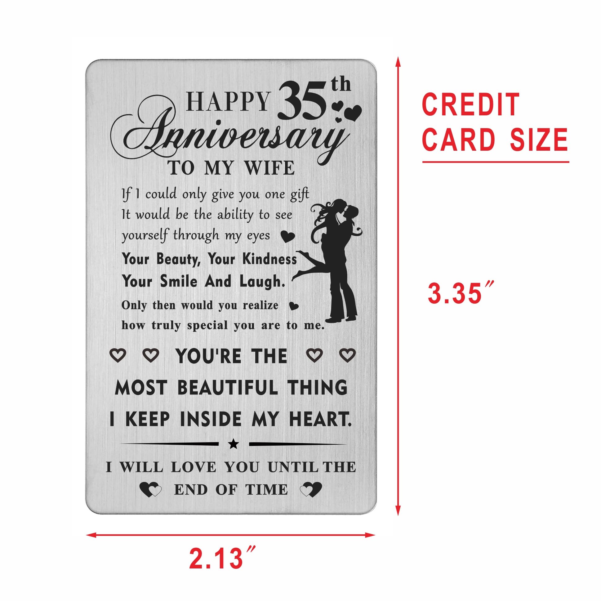 HYHYDHP 35th Wedding Anniversary Card Gifts for Wife - Happy 35 Year Anniversary Card for Her Women, Silver, 3.35" x 2.13" x 0.02" - Image 2