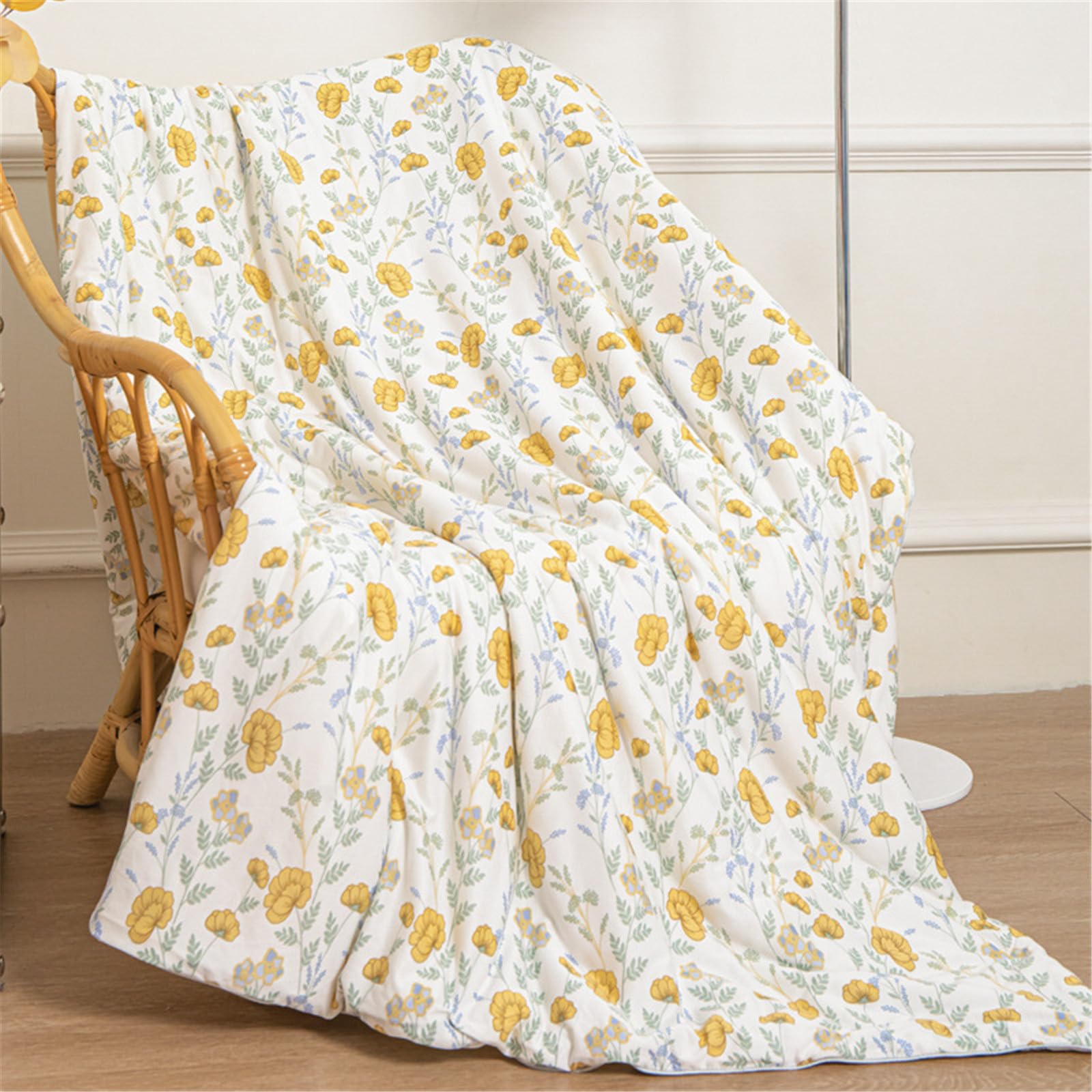 Odot Colcha Bouti Cama 90/150 Verano, Dibujos Animados Acolchada Colchas Cubre Cama Individual o Matrimonio Multiusos Ligera y Suave Colcha Cama (200x230cm,Flores Amarillas)