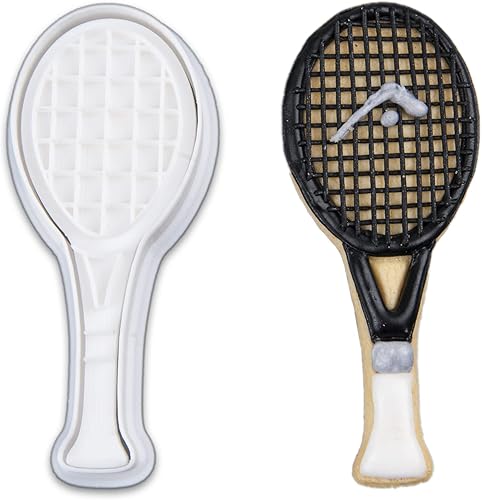 Mostop Cortador de galletas de raqueta de tenis con sellos, juego de cortador de galletas deportivas 3D, herramientas de decoración de tartas,