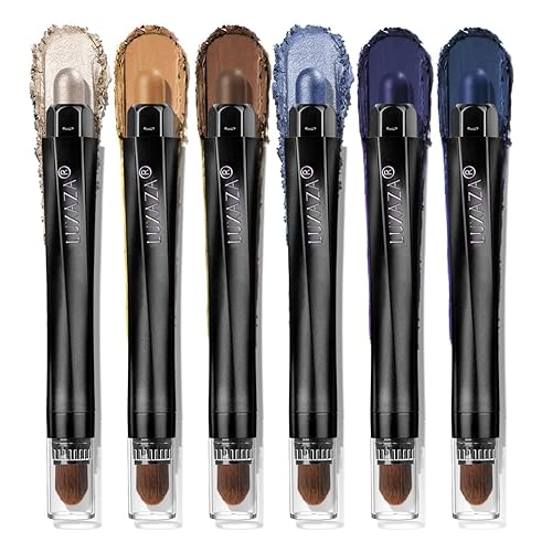 LUXAZA Juego de barras de sombra de ojos en crema, maquillaje profesional de larga duración, lápiz iluminador de lápiz de crayón - 6PCS-JeansBlue