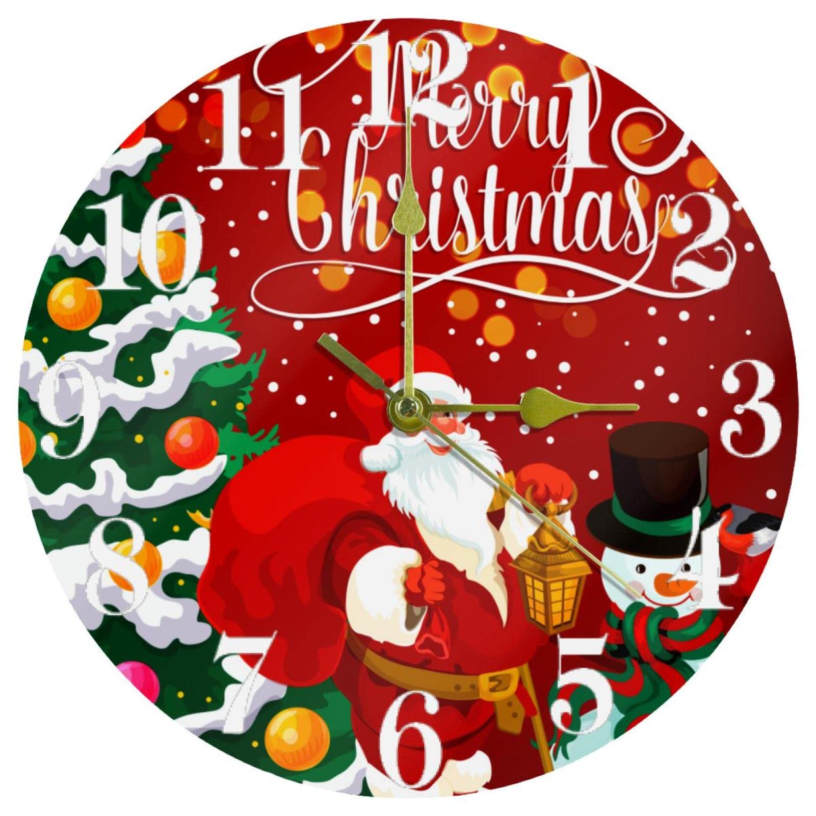 Horloge murale silencieuse de Noël 25 cm à quartz sans tic-tac pour chambre et étude