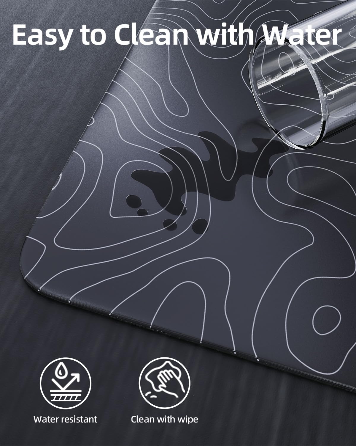MAMBASNAKE x ATTACK SHARK CM05 Contour Glass Hard Gaming Mousepad,Nano-Micro-Etched Texture,Smooth Glass Surface,High Accuracy,Fast-Moving,Anti-Scratch, PU Leather Non-Slip Base, Large Size(450×400mm)
