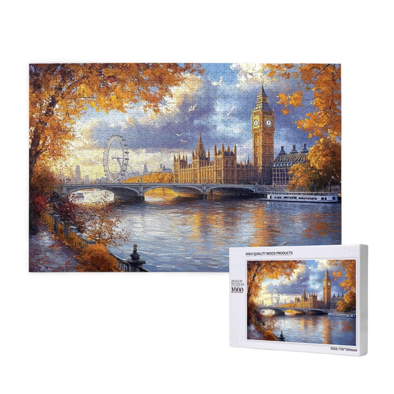 Puzzle 3000 Pezzi Autunno Puzzle Londra Grandi Dimensioni per Adulti Con Scatola di Imballaggio e Immagini di Riferimento, Giochi Rilassamento e Intelligence, Come Regalo per Amici e Amanti M-683
