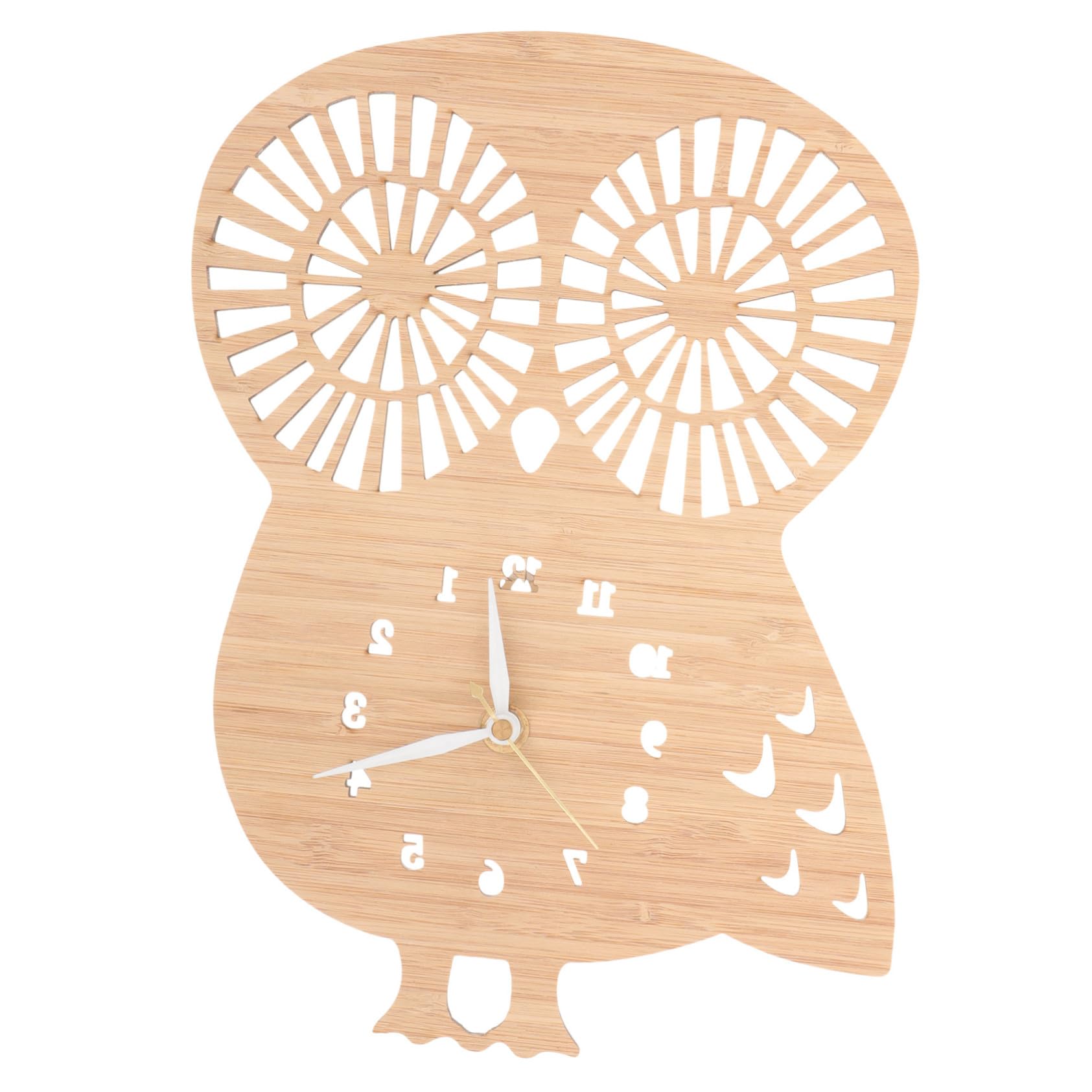 Eulenförmige Wanduhr aus Bambus und Holz für Wohnzimmer