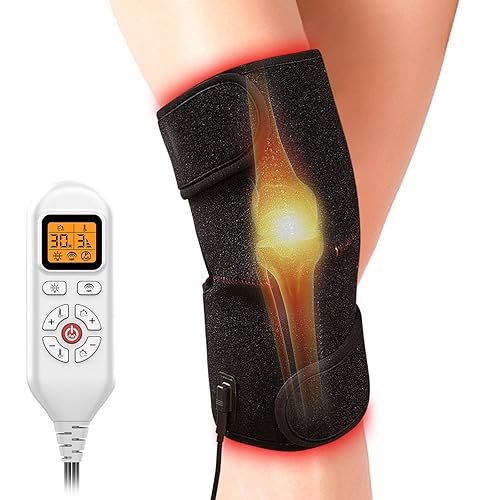 Miniatura 1 de JOBYNA Luz roja de 660 nm y terapia de luz infrarroja cercana 850 para aliviar el dolor de rodilla, almohadilla térmica de piernas con 3