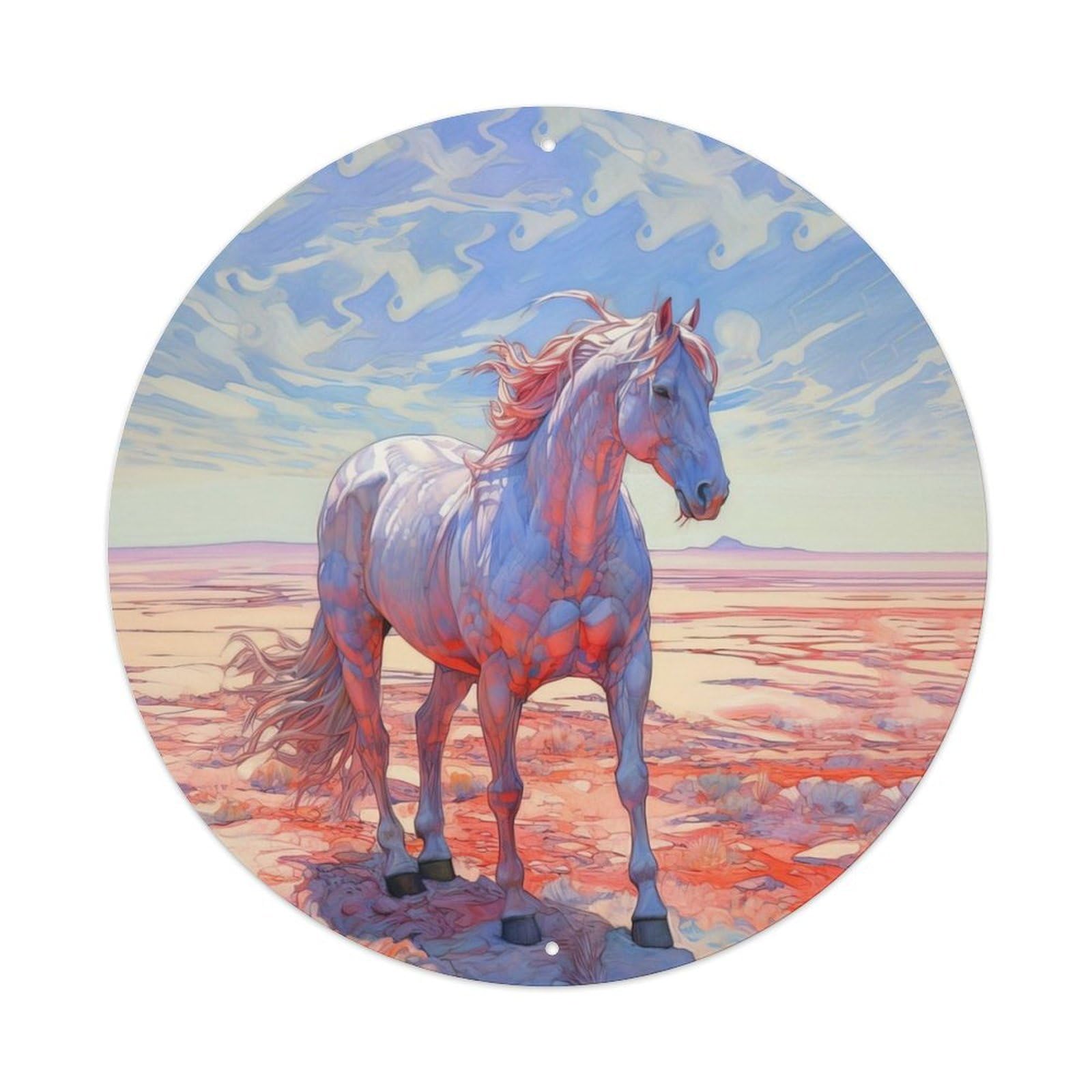 Animal Art Handsome White Horse Metal Tin Sign