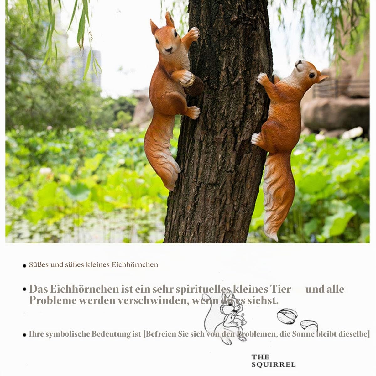 Gartenfigur Figuren Dekoration Eichhörnchen Gartendeko Aus Kunstharz Für Außen Garten Wasserdicht Harz, Tier Figur Für Feengarten Balkon Terasse Geschenk,Set
