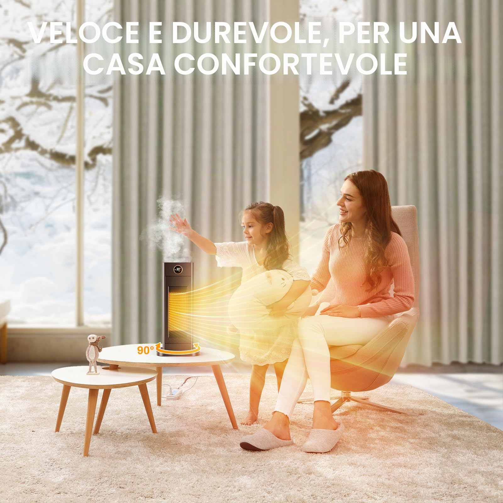 LIFERUN 2000W Termoventilatori Ceramici Compatti con Umidificatore Integrato, Timer, Telecomando, ECO, Oscillazione, Doppia Protezione Stufette Elettriche Silenzioso per Piccoli Spazi di a 10-25 mq