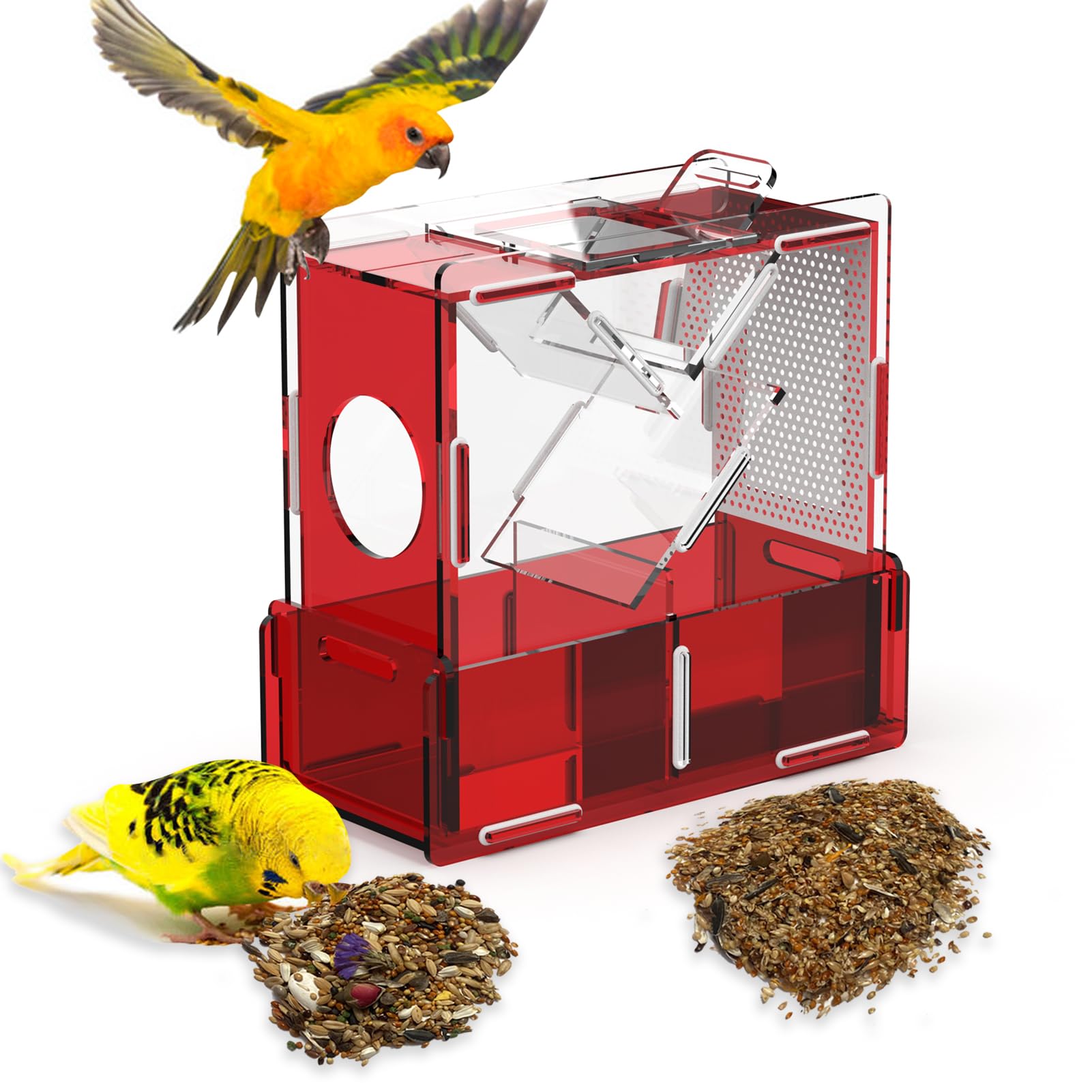 lynllsh Bird Seed Cleaner Acrylic Bird Seed Processor Sifter Wind Sheller Bird Seed Husker Parrot Feed Shell Blaster for Quick Shelling and Blowing Screening Bird Food Cleaning (No Cover)