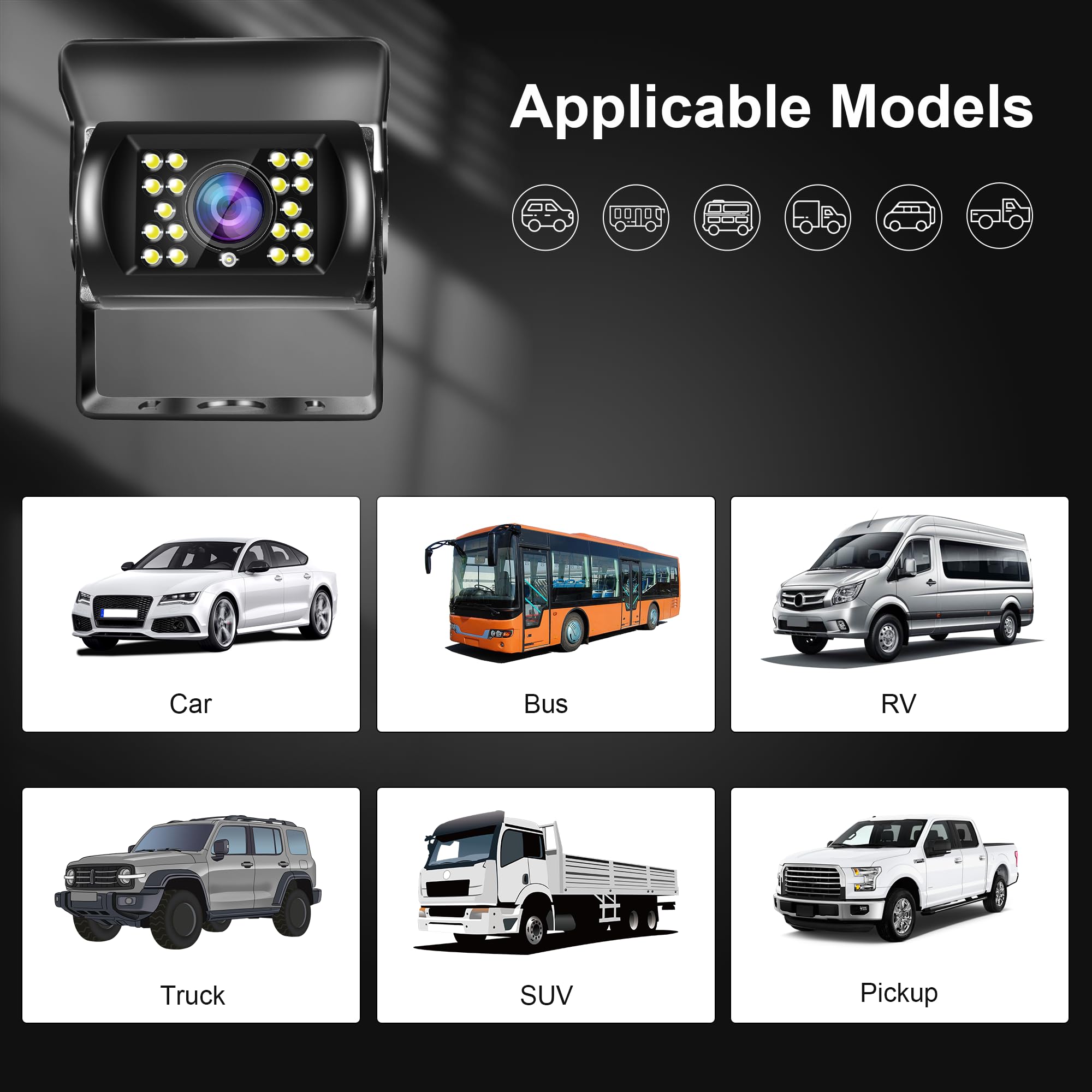 Rimoody Rückfahrkamera 4 Pin Aviation Stecker IR Nachtsicht Keine Hilfslinie Ohne Ändern der Farbe IP67 wasserdichte Rückfahrkamera Für SUV/Bus/Wohnmobil/LKW/Auflieger/Auto Heavy Duty 9V-36V