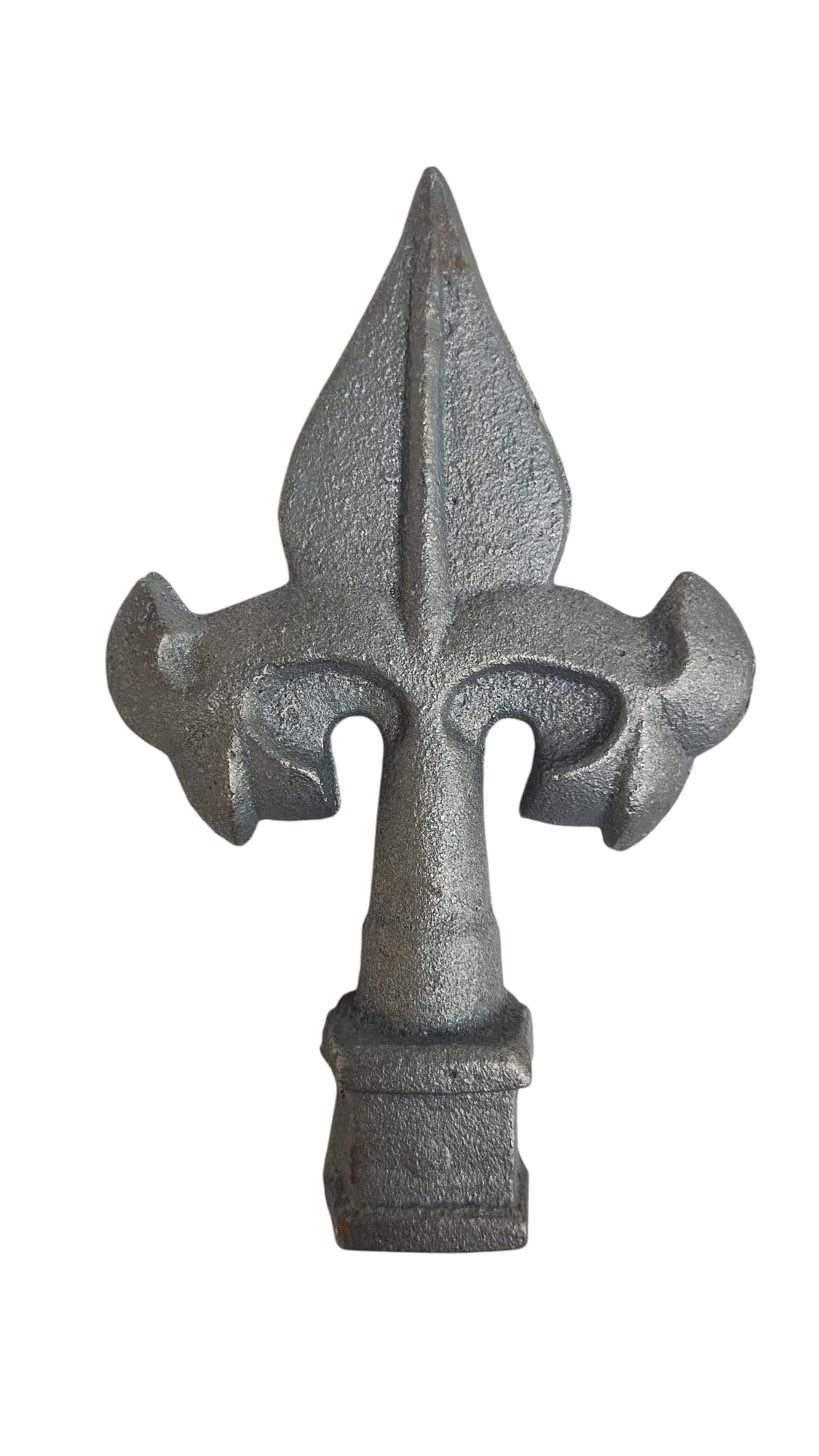 Cast Iron Fence Finials, Multiple Decorative Styles &amp; Sizes, 1/2" to 1" Inch Square and Round Spears, Fleur de Lis Design (1/2" French SQ, 5)