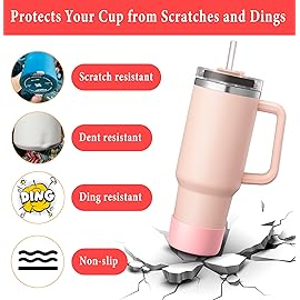 KTKUDY 2Pcs Silicone Boot for Stanley Quencher Tumbler H2.0 30 oz 40 oz & IceFlow 20 oz 30 oz & Intended for Hydro Flask Water Bottle 12-24 oz - Cup Bottom Accessories Fits Stanley Cup, Pink