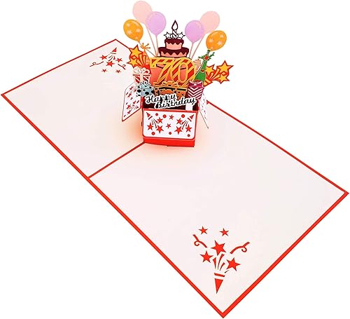Miniatura 3 de iGifts And Cards Tarjeta de felicitación emergente 3D con caja de fiesta de cumpleaños número 70, increíble, globos, único, celebración, feliz