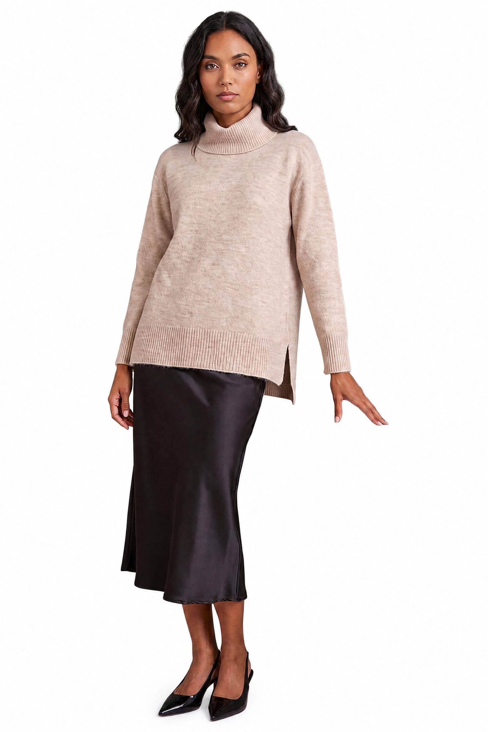 Roman Cosy Feel Turtleneck Jumper, Beige, Size 14, Women