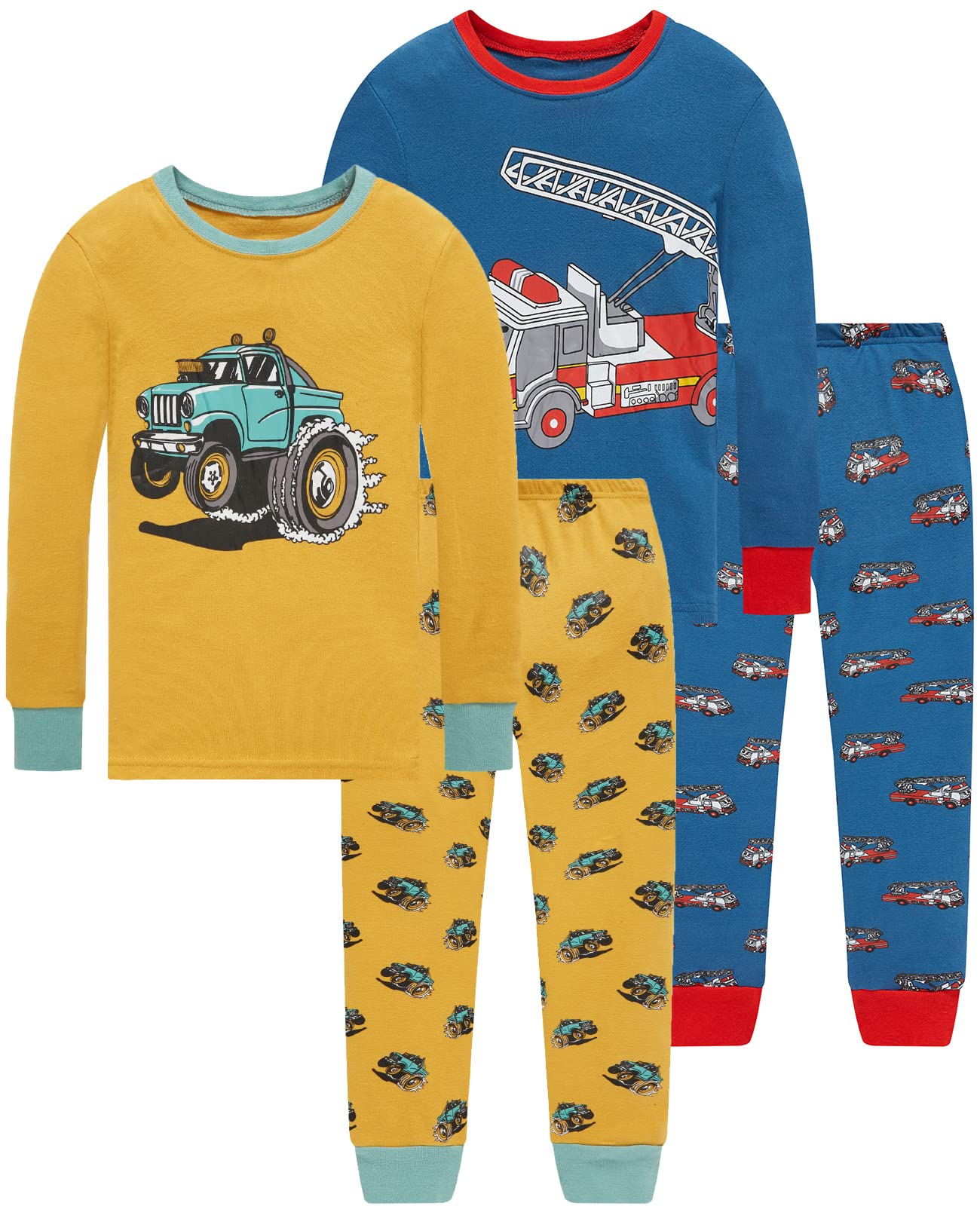 Dolphin&Fish Boys Pajamas 4Piece Toddler Kids Pjs Sets Cotton Toddler Clothes Sleepwears