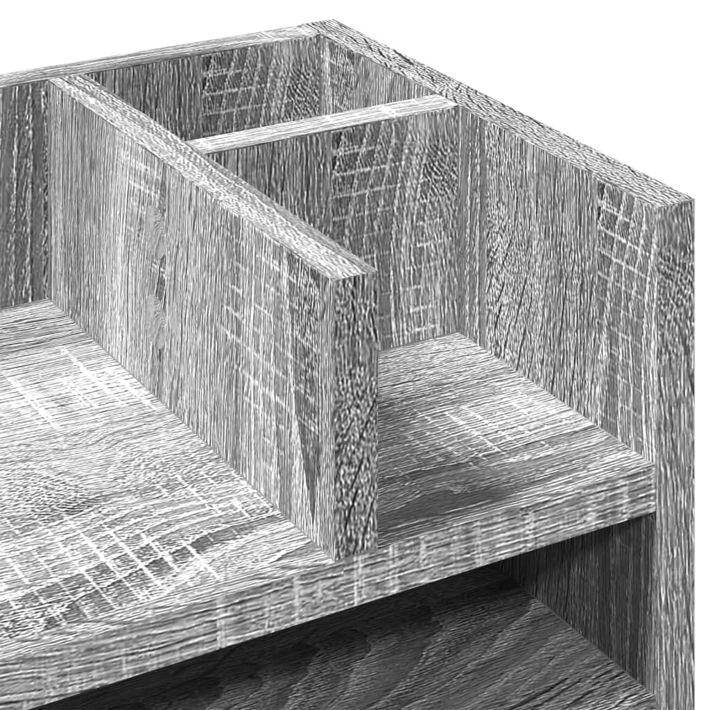 Schreibtisch-Organizer Grau Sonoma 44,5x24x25 cm Holzwerkstoff mit 6 Fächern für Büroorganisation, Dokumentenablage, Platzsparendes Ordnungssystem für Zuhause und Büro