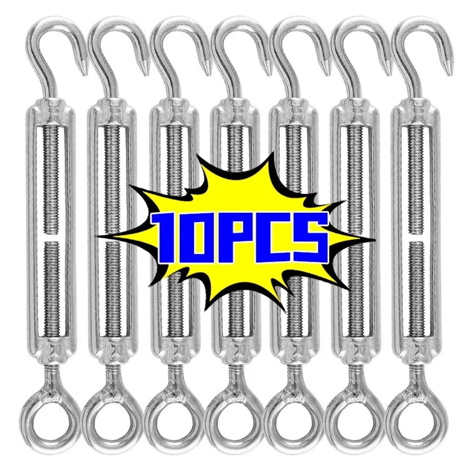 10/1 tenditore regolabile in acciaio inox con occhiello, tenditore per corda metallica, stringicavo per stendibiancheria, hardware marino M4 M5 M6 (M5, 1 pz)