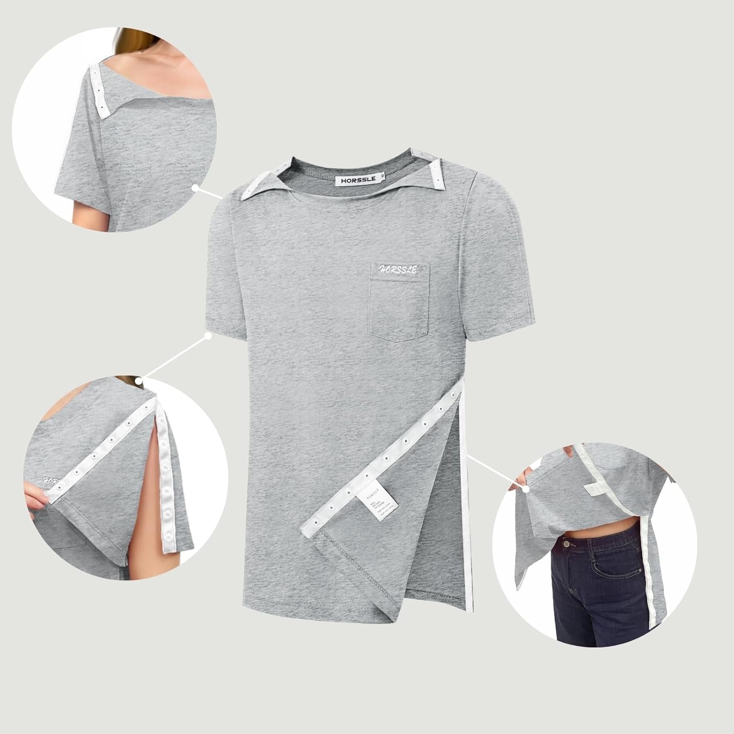 Post Shoulder Surgery Shirt, Comfy Wear After Surgery Shirts, Full Open Side Snap Chemo & Dialysis - Image 5