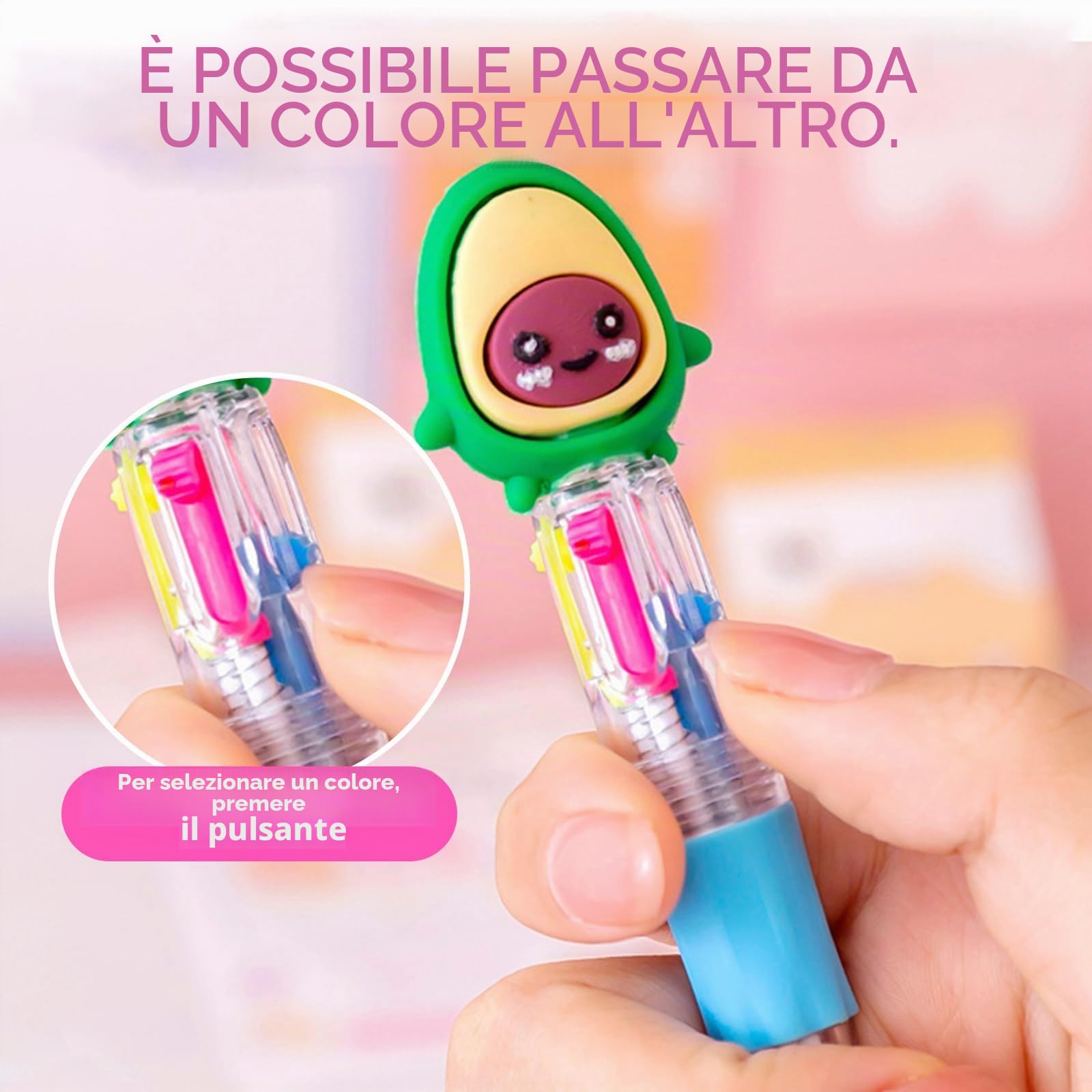 Penne Multicolore Set di Penne a Sfera 4-in-1 Retrattile con Animali Kawaii Gadget Compleanno Bambini