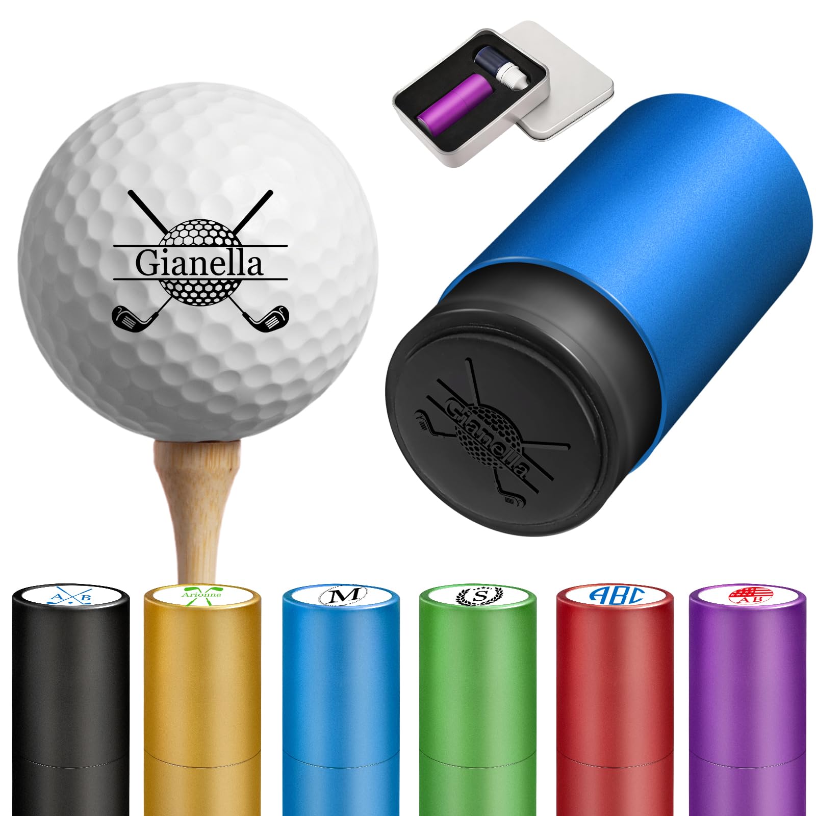 Custom Golf Ball Stamp Personalised with Logo Name Monogram Reusable Waterproof Golf Ball Marker Golf Accessories for Men Father's Day Birthday Christmas Golf Gifts for Golfers Lovers Dad Husband