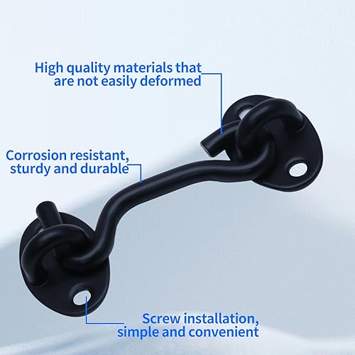 Miniatura 4 de Cerradura de puerta de granero de acero inoxidable, pestillo de puerta resistente de 4 pulgadas, ganchos de cabina y pestillo con tornillos de