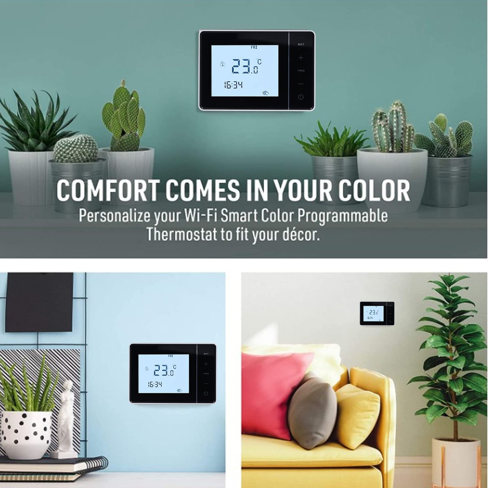 Temperature Controller, High LCD Screen, Wide Temperature Range, NTC2.5m, Digital Thermostat, Programmable for Electric Heating