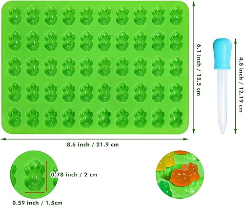 Miniatura 2 de Kamehame Moldes de silicona para ranas de gomitas, moldes antiadherentes para chocolate, paquete de 3 con 2 cuentagotas
