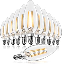 DAYBETTER Dimmable E12 Candelabra LED Light Bulbs, Chandelier Light Bulb 60 Watt Equivalent, 5.5W 600 LM 2700K Warm White, B11 Vintage LED Filament Candle Light Bulbs, No Flicker, UL Listed, 12 Pack