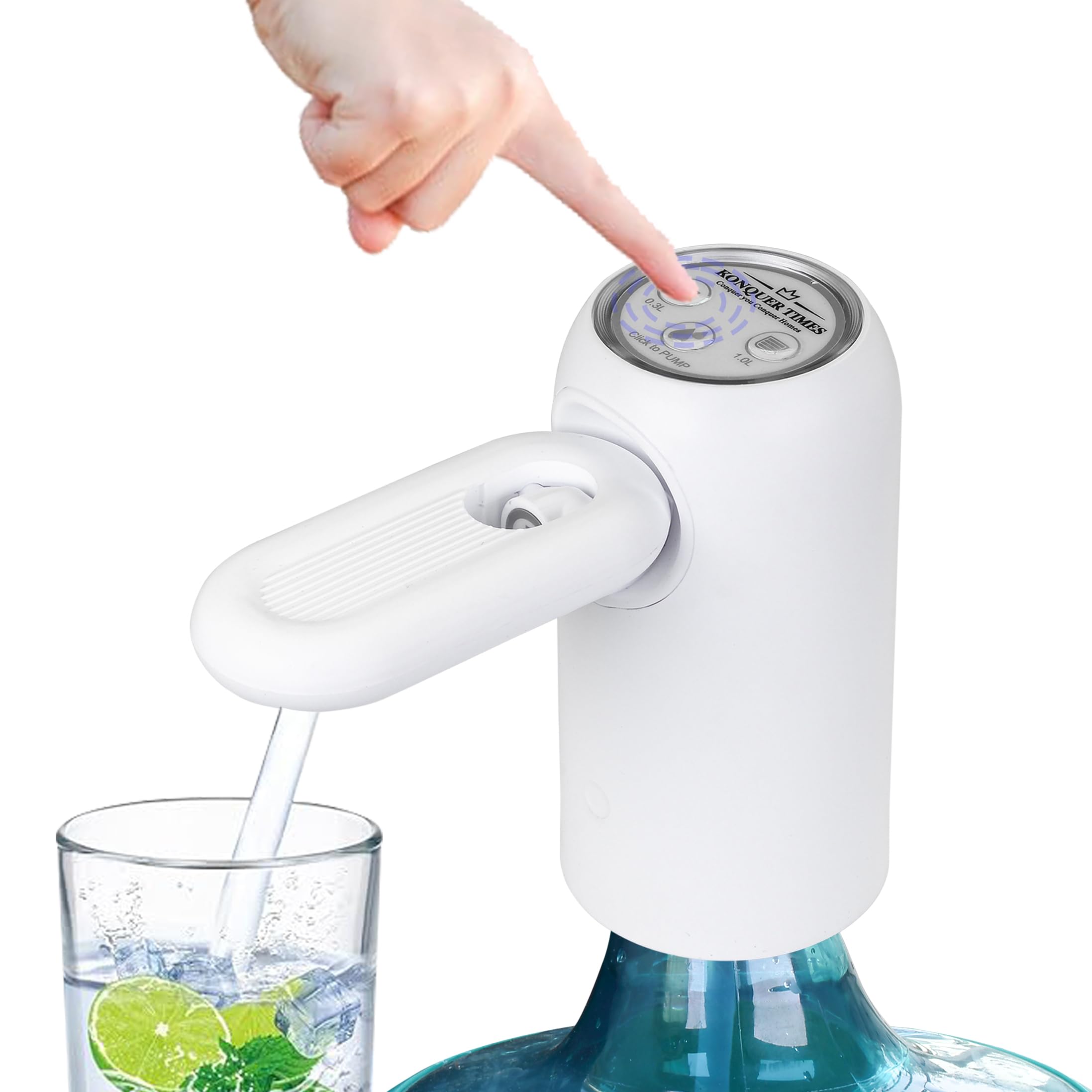 KTS Automatic Wireless Water Can Dispenser Pump 3rd Gen Dual Pump with 2.2L/Min Fast Flow, Foldable Spout & LED Lights - Mystical Blue Illumination (3rd Gen Dual Motor)