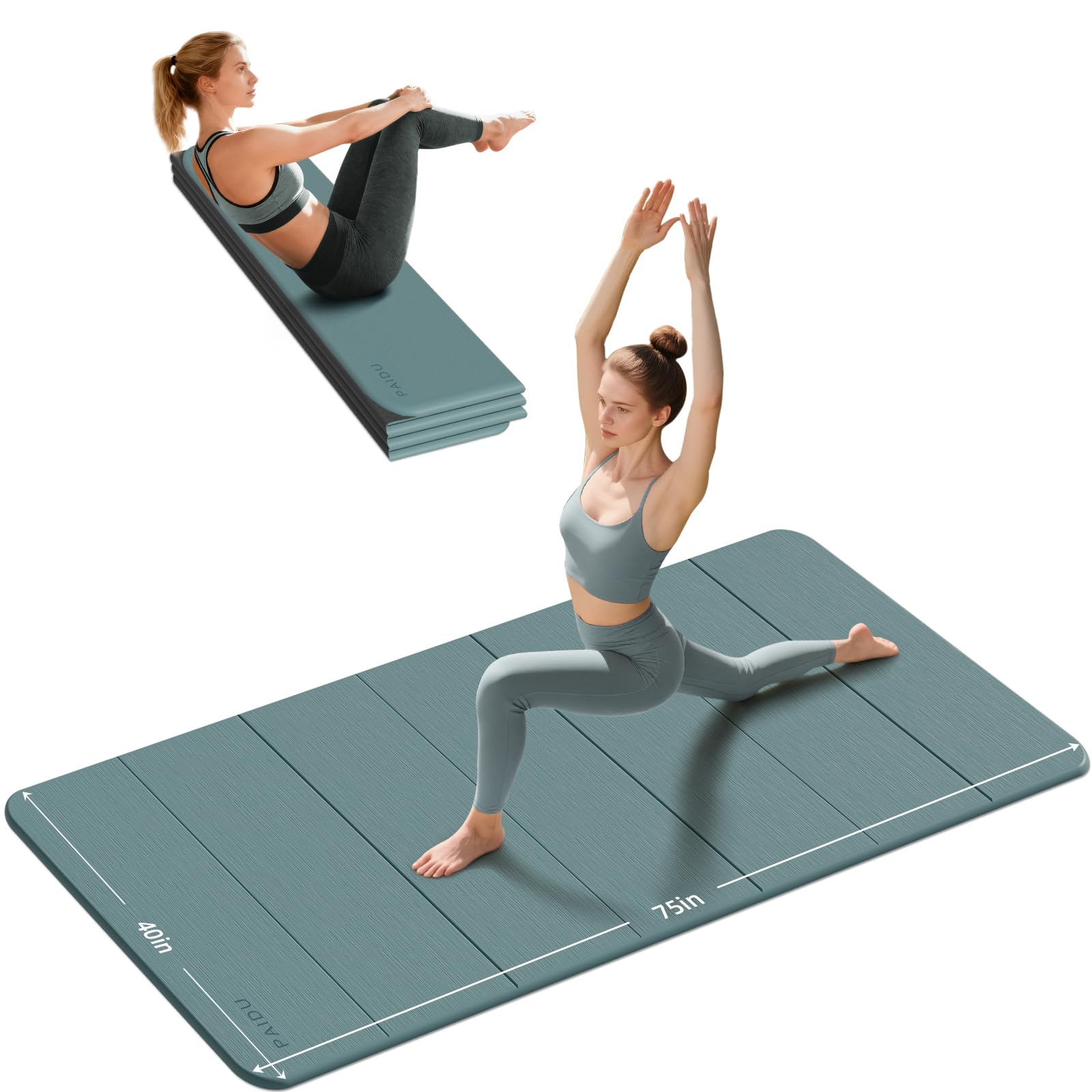 PAIDU Foldable Yoga Mat 10MM Thick 190x100cm QuickFold Easy Storage