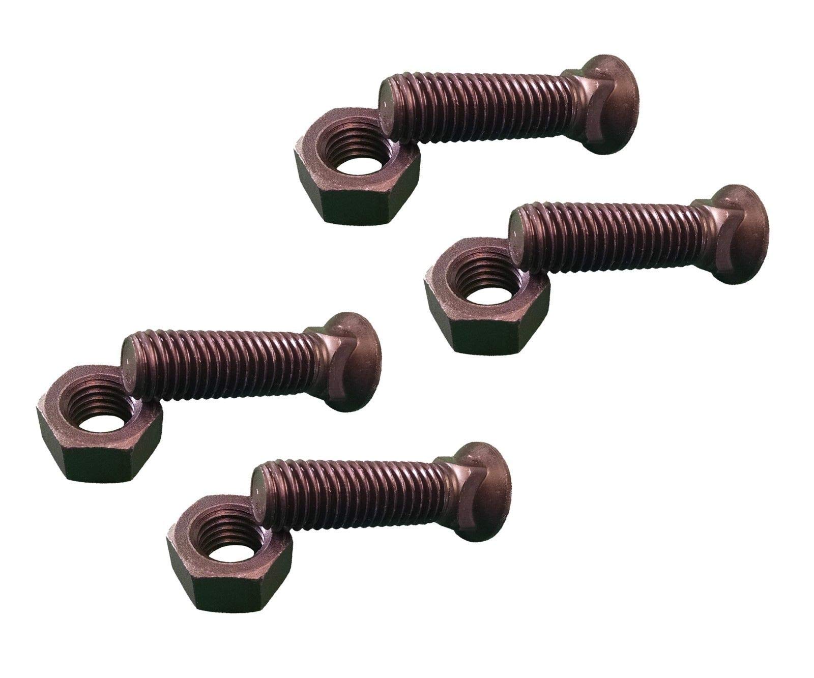 4 - Plow Bolt & Nut for Blades/Cutting Edge, 5/8-11x2 1/4 - Grade 8, Dome Head