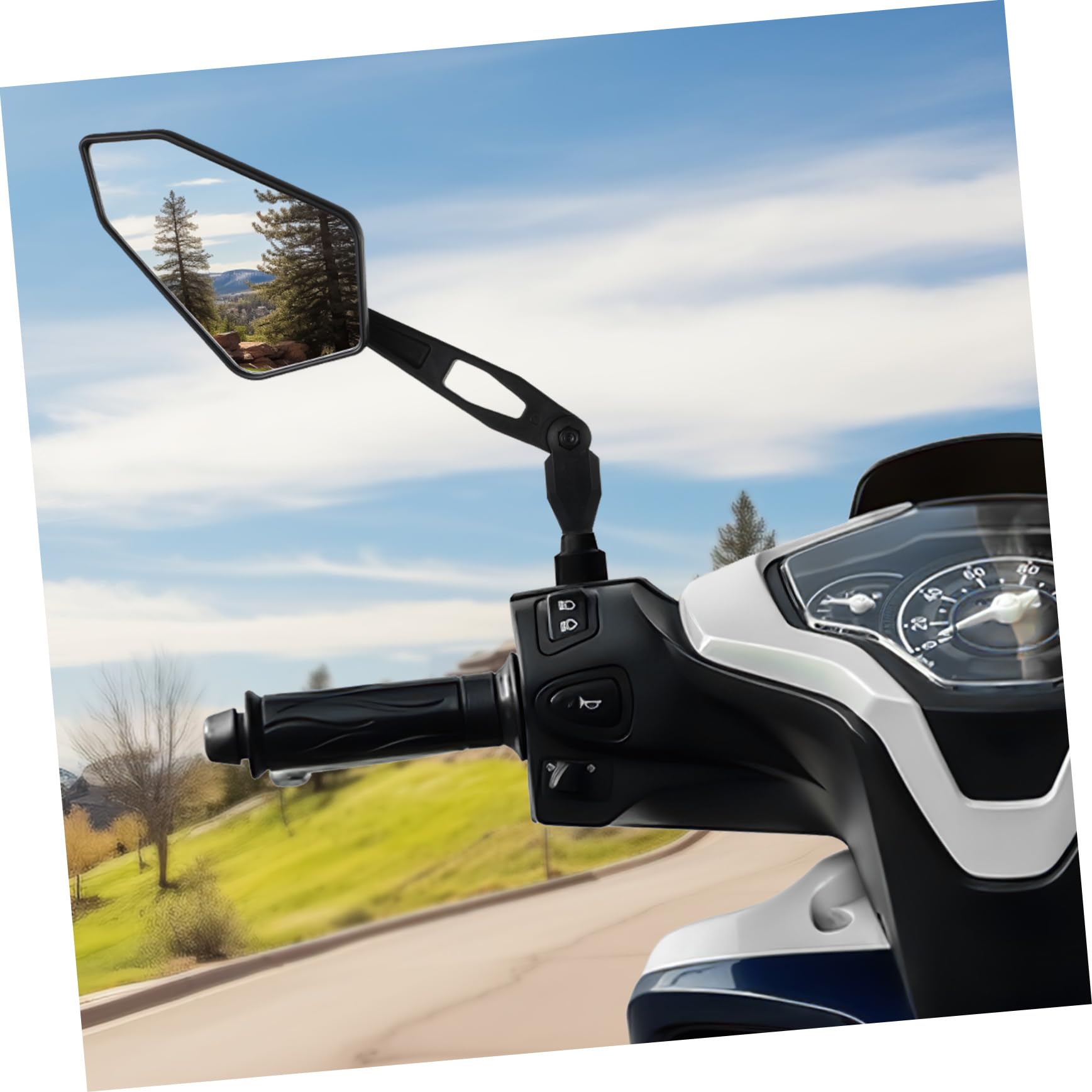 Rétroviseurs pour Moto Réglables sur Guidon Design Polygonal Miroir Clair