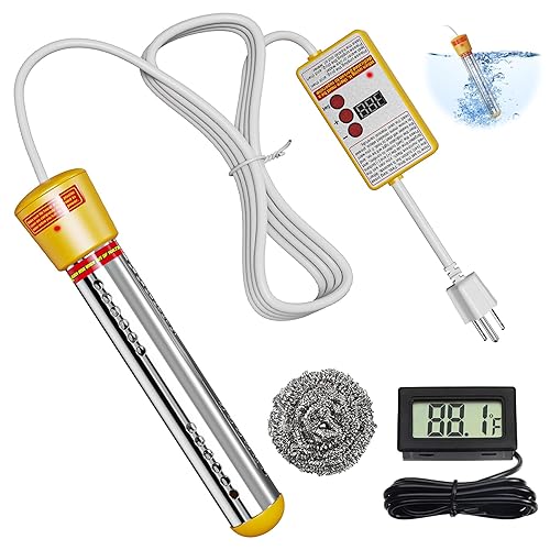 Calentador de agua de inmersión, calentador de piscina eléctrico portátil de 2000 W con temporizador y termómetro digital, calentador de bañera