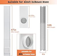 Vista 2 de GCGOODS Kit de ventana de ventilación de secadora para manguera de secadora de 4 pulgadas, placas de sellado de ventilación ajustables para secadora