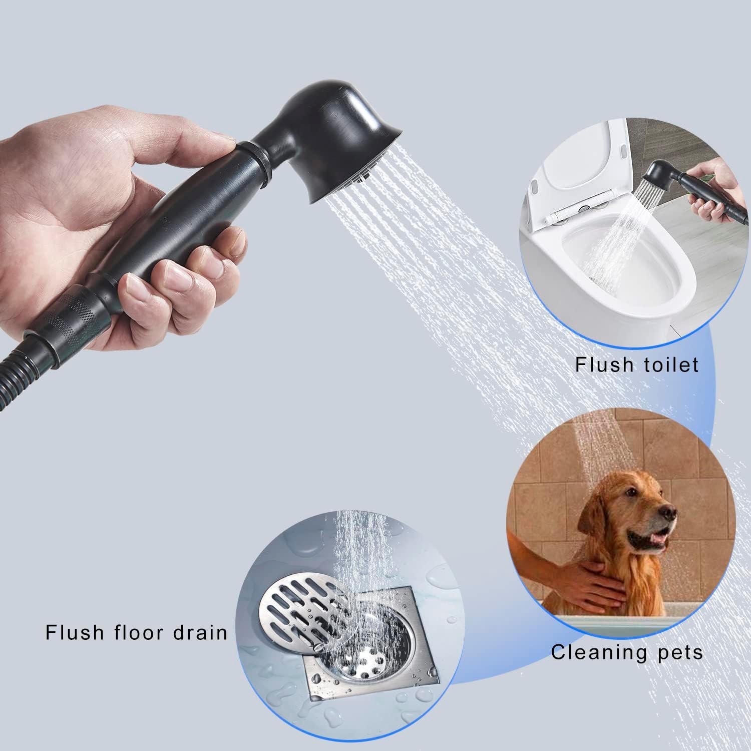 Senlesen Matte Black Bathroom Single Handle Freestanding Bathtub Faucet Floor Mounted Waterfall Tub Filler with Hand Shower Set - Image 6