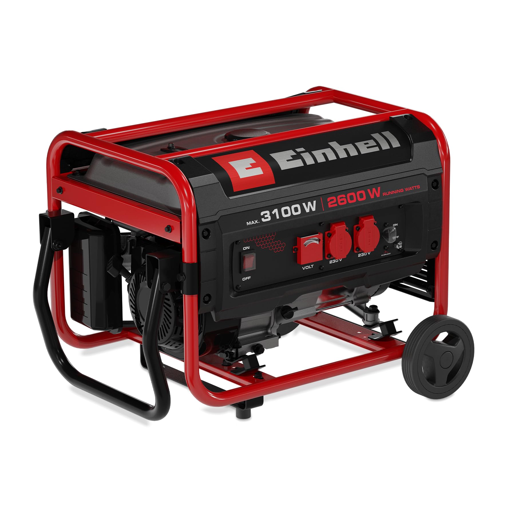 Einhell generador eléctrico (gasolina) TC-PG 3100 | 3100 W potencia máx. | 2600 W potencia continua máx. | depósito 15 L | motor 4 tiempos | 2x 230 V | hasta 11 h a 2/3 carga