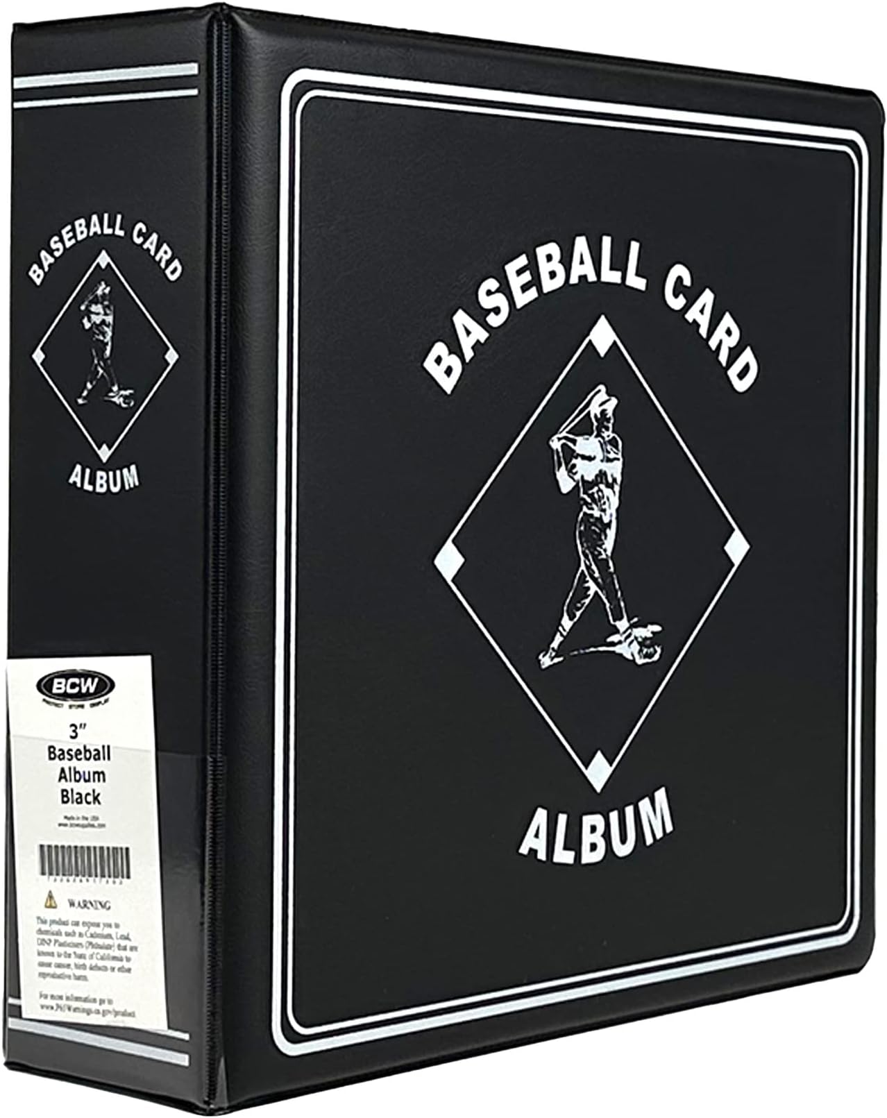 BCW Supplies 3" Baseball Album - Black | Premium Durable Binder for 90 Baseball Cards Heavy-Duty D-Ring, Lasting Durability, and Classic Display | Ideal for Collectors, Storage, and Card Protection