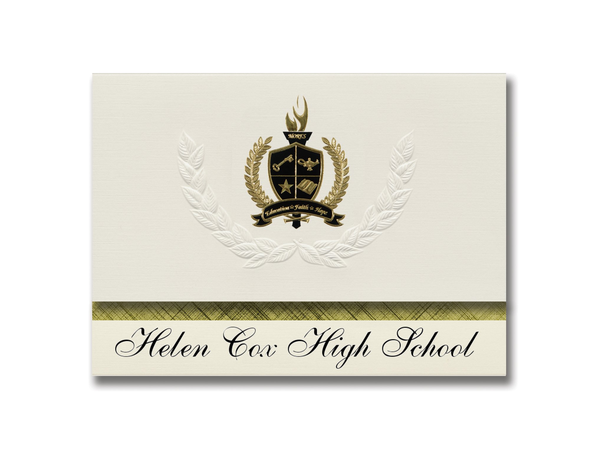 Signature Announcements Helen High School (Harvey, LA) Graduation Announcements, Presidential style, Basic package of 25 with Gold & Black Metallic Foil seal