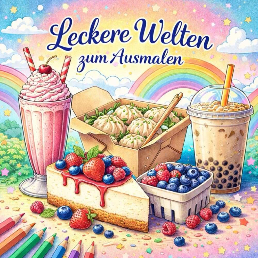 Leckere Welten zum Ausmalen: Süßes, Streetfood & Getränke - Kreatives Malbuch für Kinder und Erwachsene