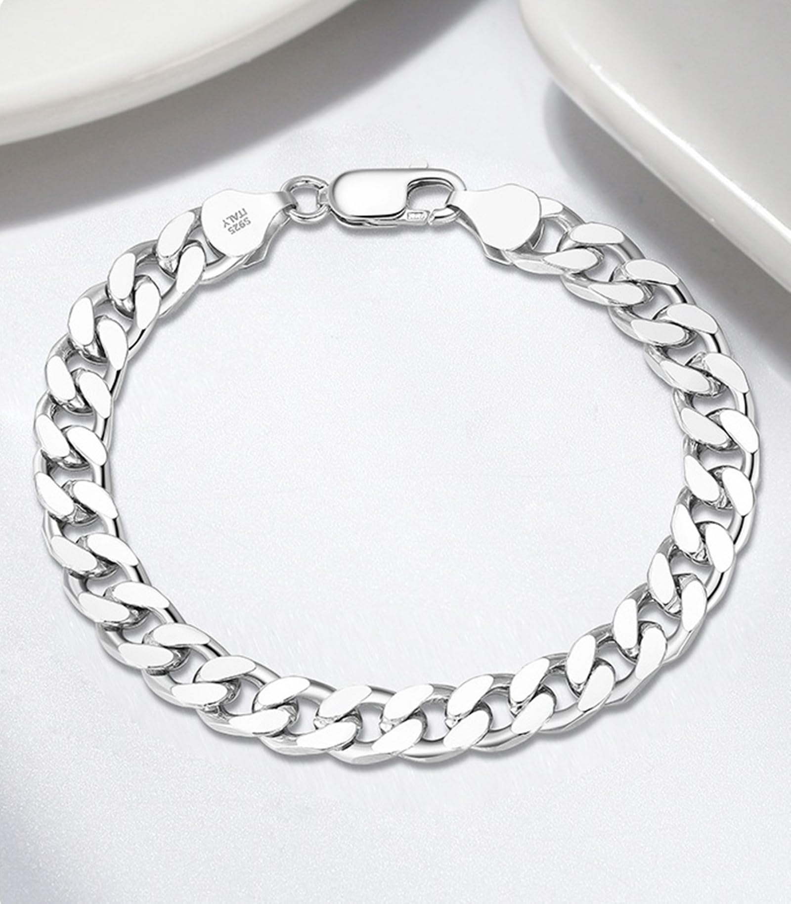 KnSam Bracelet Maille Gourmette 3.6MM/5MM/7MM, Bracelet Souple Argent Unisexe,