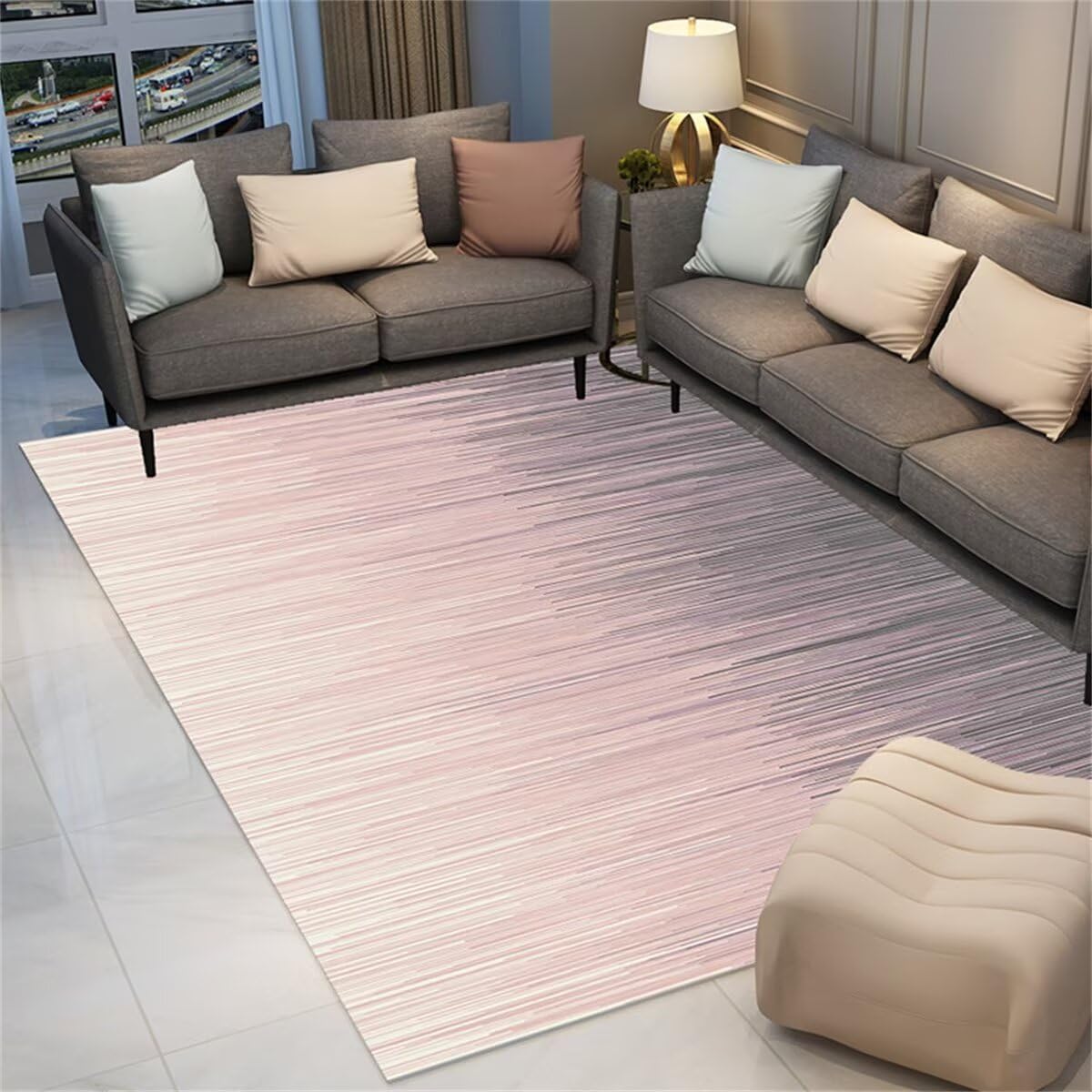 Tapis d'éveil rose et gris parfait pour la chambre de bébé ou le salon