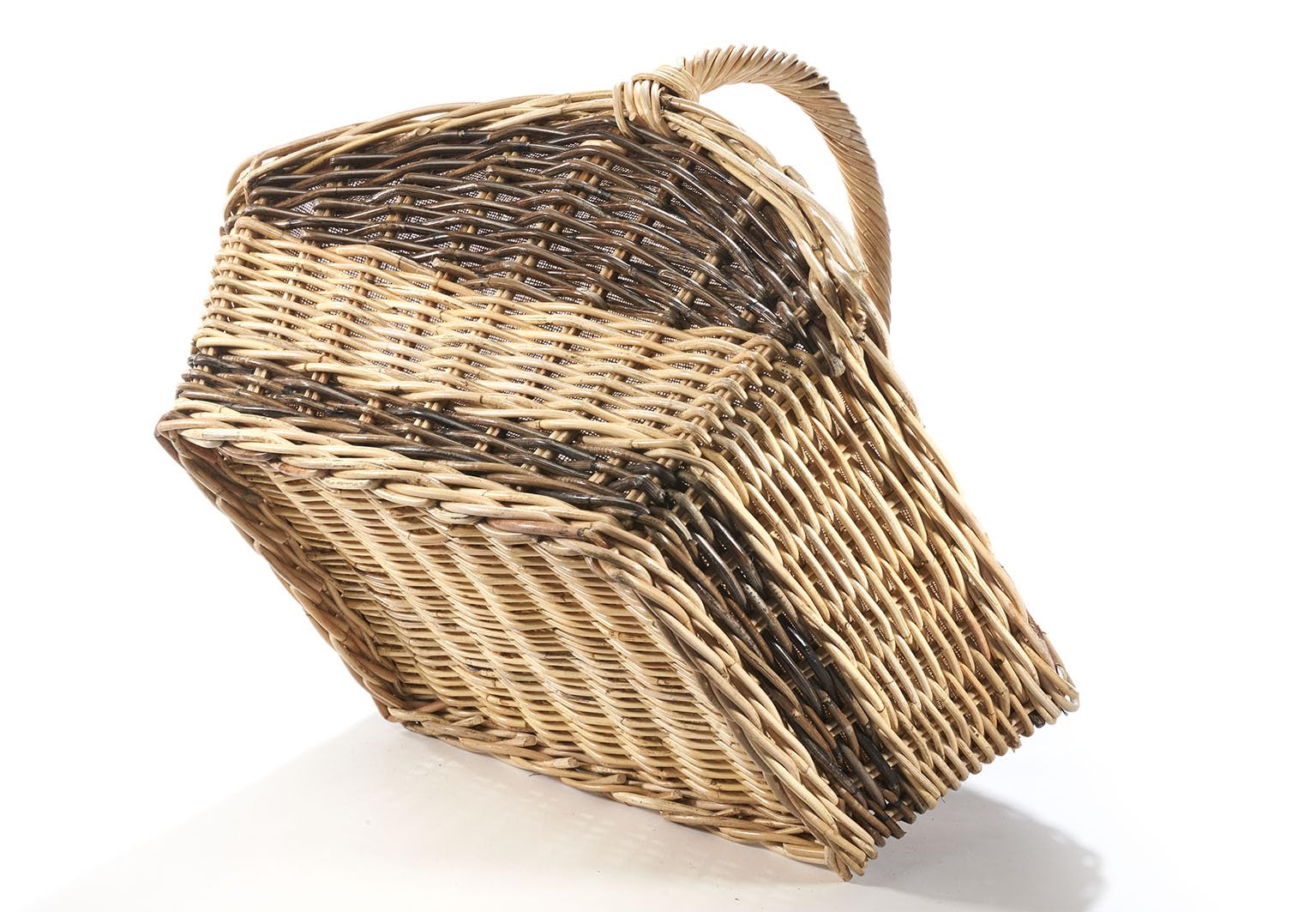 Kobolo Holztrage Holzkorb für Kaminholz Rattan mit Jutestoff und Henkel