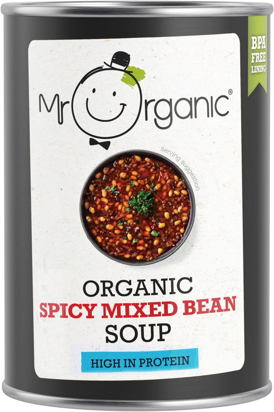 Mr Organic - Spicy Mixed Bean Soup 400g (Pack of 12) - Organic & Vegan - High Protein and Fibre - Non-GMO - No Artificial Preservatives, Colours or Flavours - Rich & Spicy Flavour