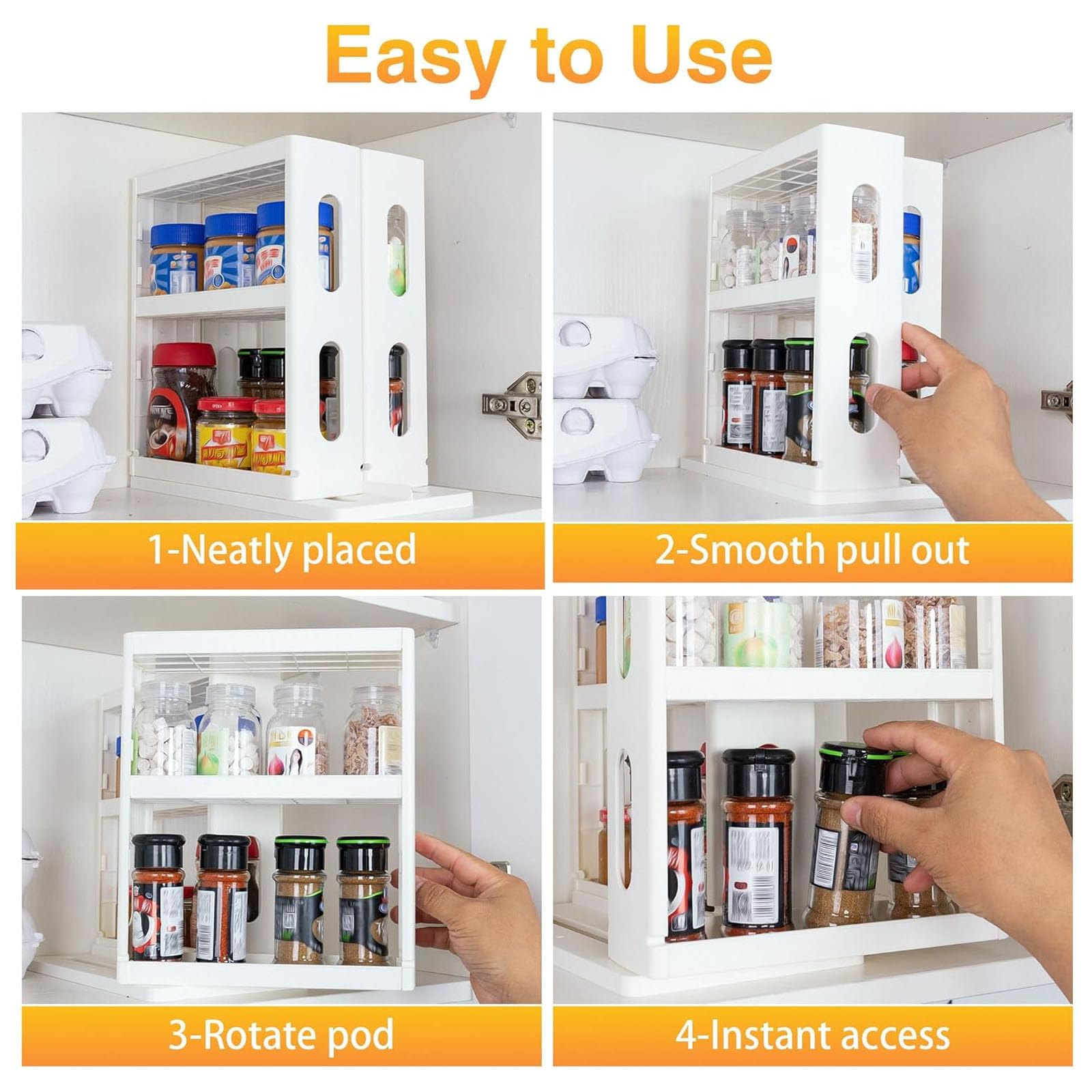 Obrotowy stojak na przyprawy organizer do przechowywania przypraw plastikowy wielofunkcyjny łatwy montaż 28 x 28 x 12 cm akcesoria kuchenne oszczędność miejsca rozwiązanie