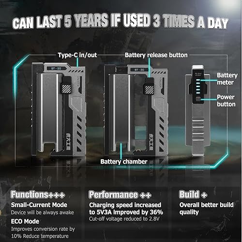 Miniatura 3 de Banco de energía portátil, batería recargable 21700 5000mAh, salida tipo C de 20 W, baterías desmontables, (plateado), BT20W