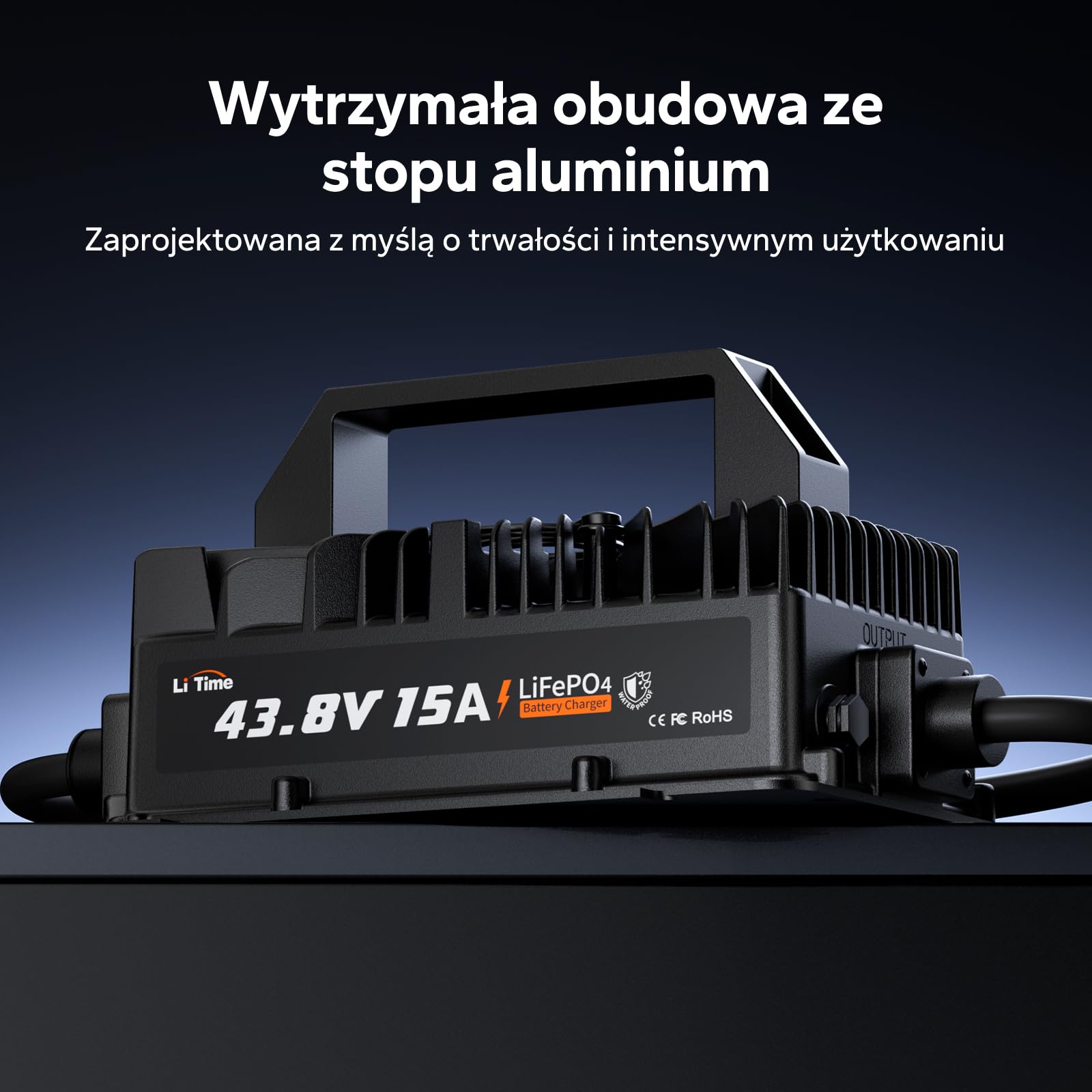 LiTime 36V 15A LiFePO4 ładowarka litowa 43,8V, wodoszczelność IP66, z aktywacją baterii, wskaźnik LED, inteligentna 3-stopniowa ładowarka do wózków golfowych, kamperów, łodzi