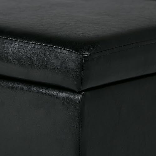 Miniatura 86 de Otomana rectangular de almacenamiento de cuero sintético Simpli Home Avalon., Madera, Gris pizarra Pizarra gris,Crema Satinado,Tanners Marrón,Negro