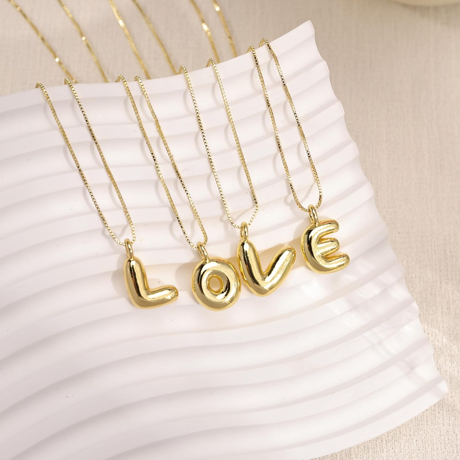 Gold Letter Necklace for Women, 14k Gold Plated Balloon Initialr Necklace Cute Gold Personalized Name Necklaces for Women Trendy Jewelry - Image 4