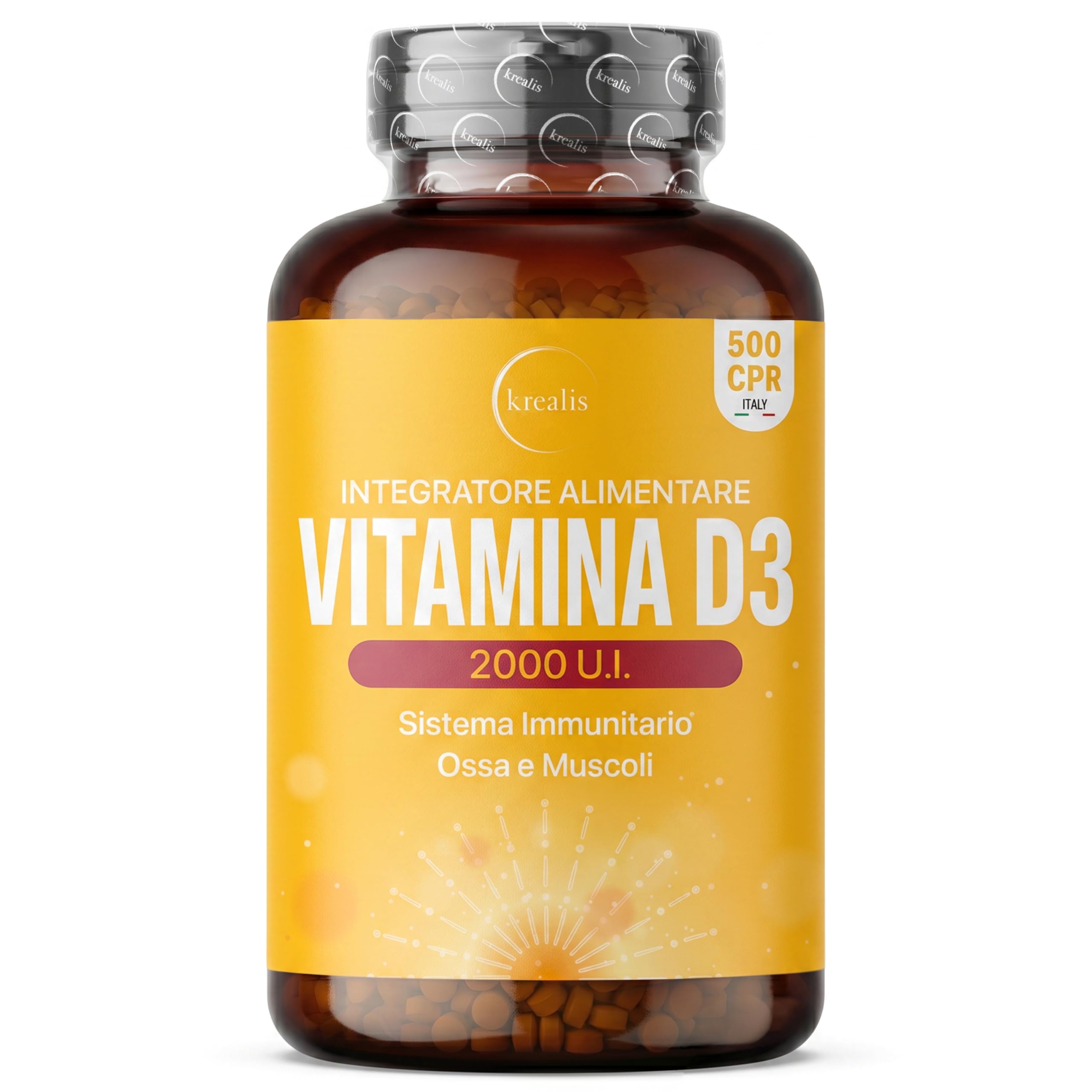 PREZZOLANCIO Vitamina D3 2000 UI – MAXI Formato 500 Micro-Compresse, Integratore di Vitamina D Colecalciferolo Pura Alto Dosaggio, Supporto per il Sistema Immunitario, Ossa e Muscoli,Facile da Assumer