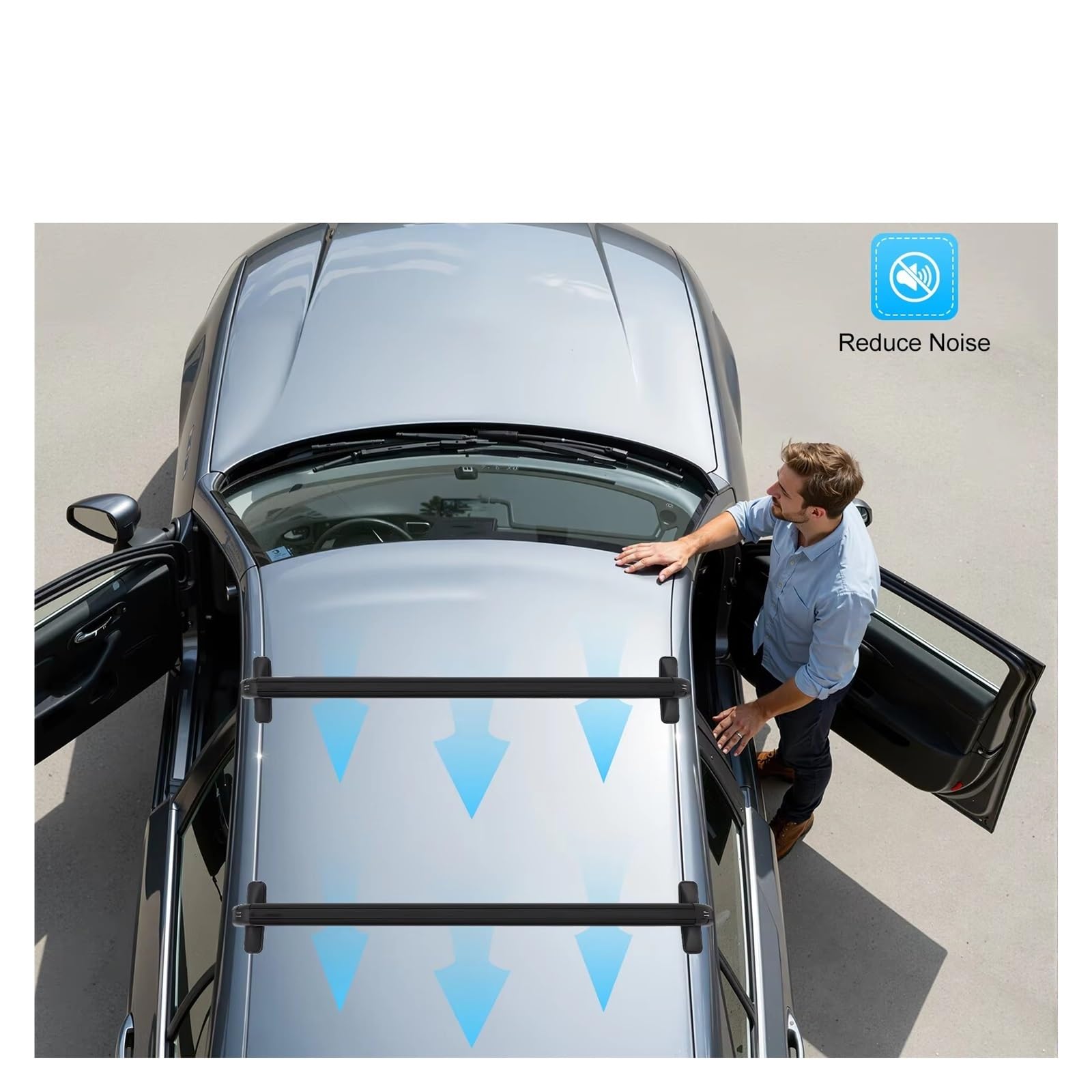Porte-Bagages de Voiture Barres Toit Universelles pour Voiture 2 Barres Aluminium Charge 165lb pour 4 Portes, 5 Berlines SUV Barres de Toit